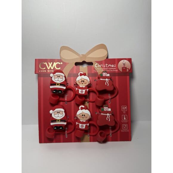 Cook With Color (CWC) Christmas Holiday Straw Toppers Covers BNWT - Picture 5 of 5